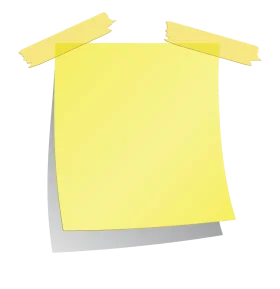Simple Yellow Sticky Note Clipart with Soft Adhesive Tape Edges