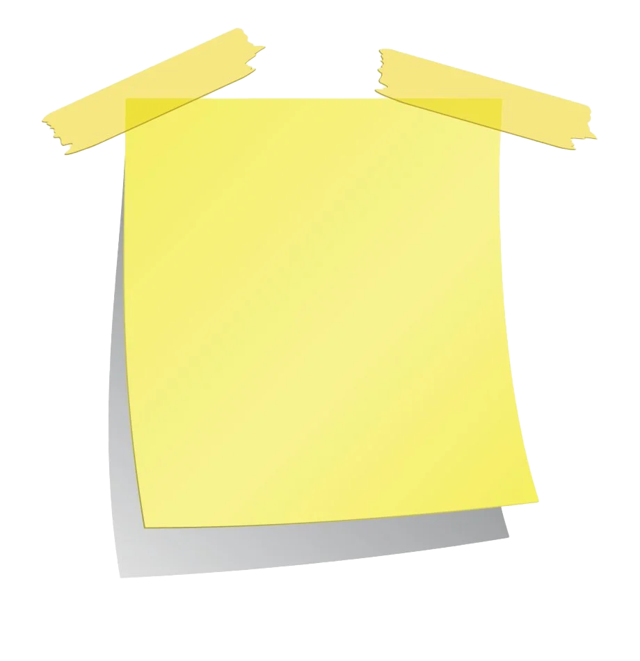 Simple Yellow Sticky Note Clipart with Soft Adhesive Tape Edges
