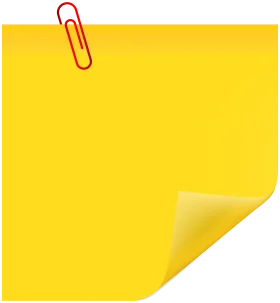 Sunny Yellow Sticky Note Clipart with Playful Red Paper Clip Accent