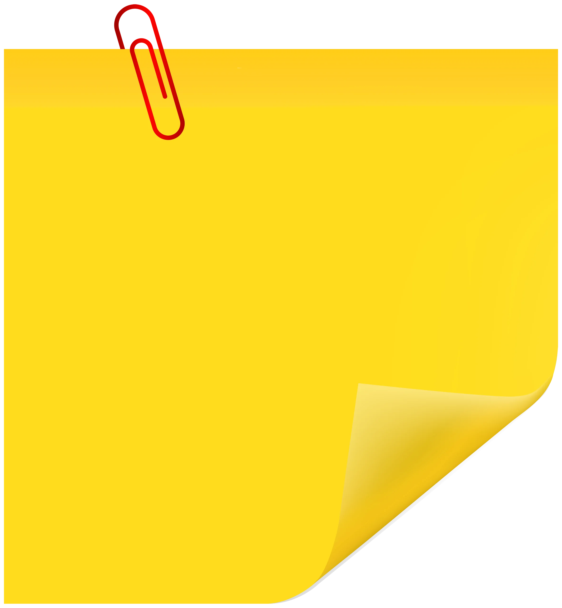 Sunny Yellow Sticky Note Clipart with Playful Red Paper Clip Accent