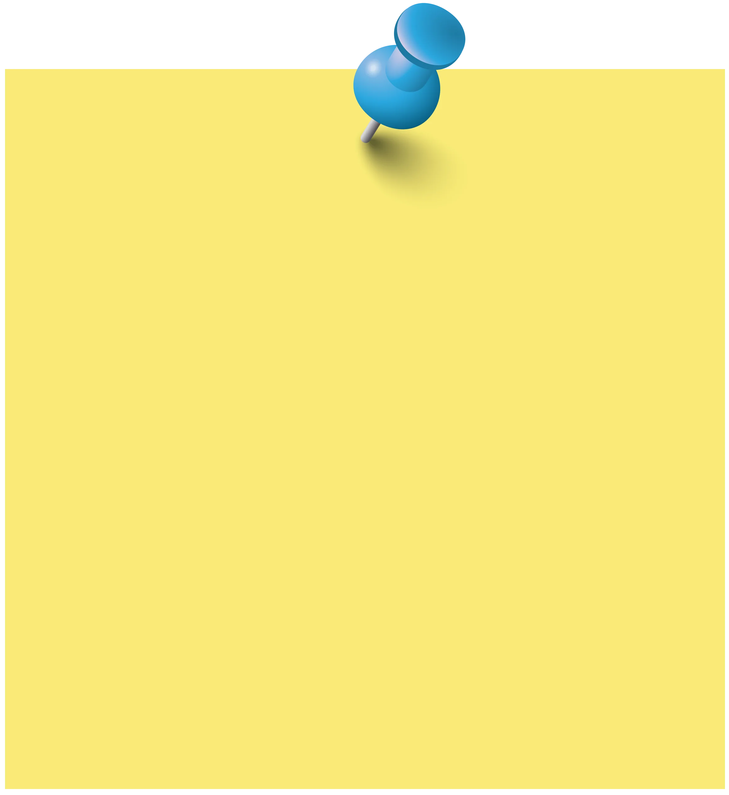 Yellow Sticky Note Clipart with Blue Pushpin Attachment