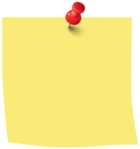 Yellow Sticky Note Clipart with Bright Red Pushpin Attachment Graphic