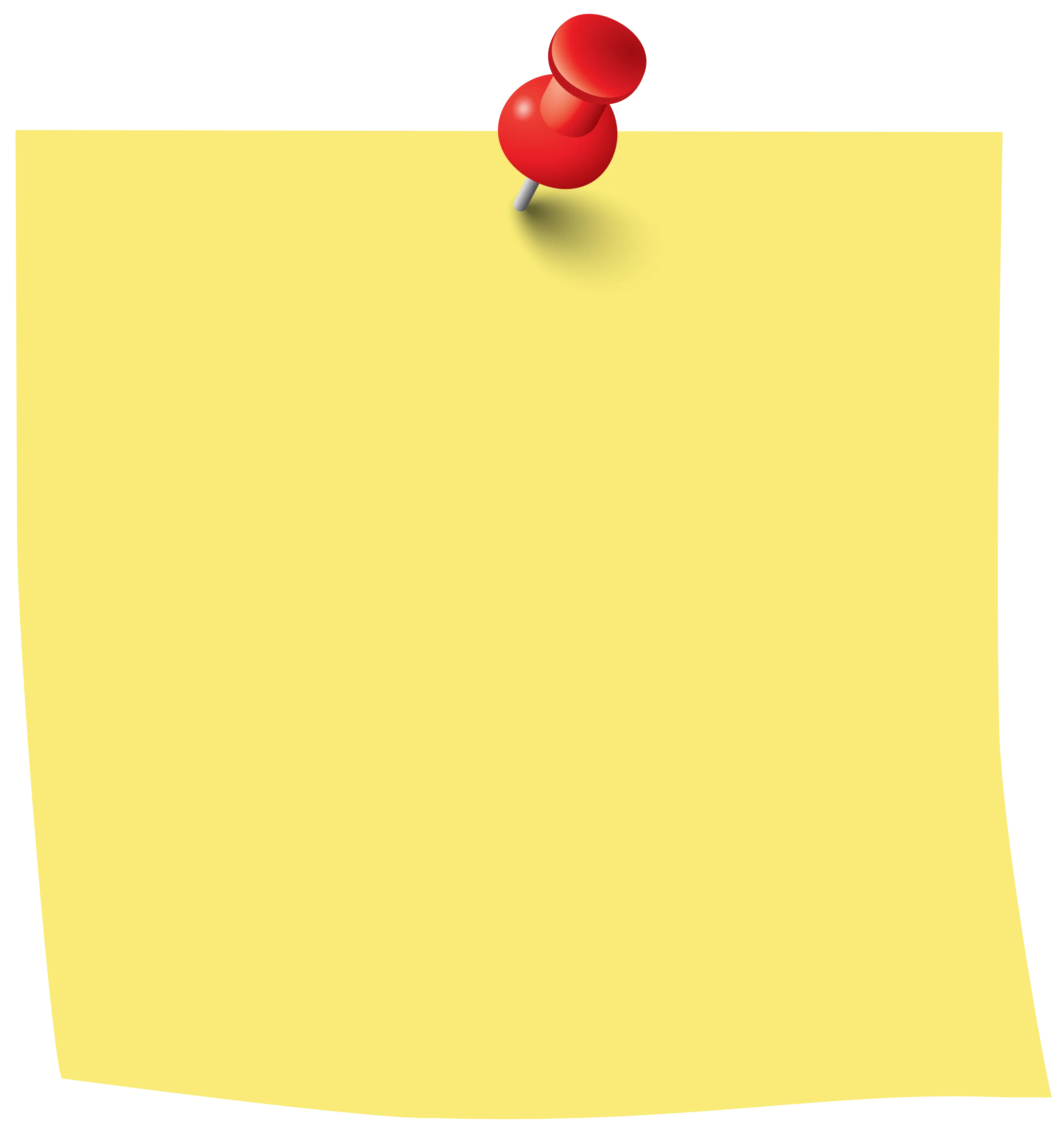 Yellow Sticky Note Clipart with Bright Red Pushpin Attachment Graphic