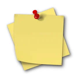 Yellow Sticky Note Clipart with Red Pushpin on Clean Background