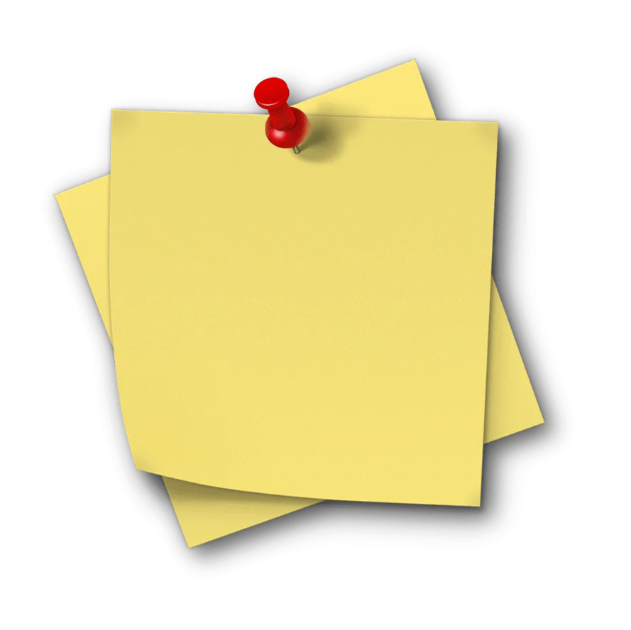Yellow Sticky Note Clipart with Red Pushpin on Clean Background