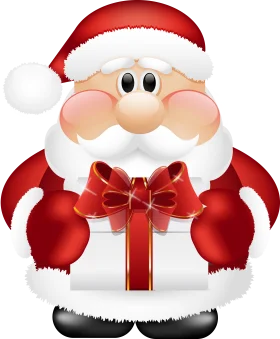 Adorable Festive Santa Claus Clipart with Heartwarming Christmas Gift Presentation