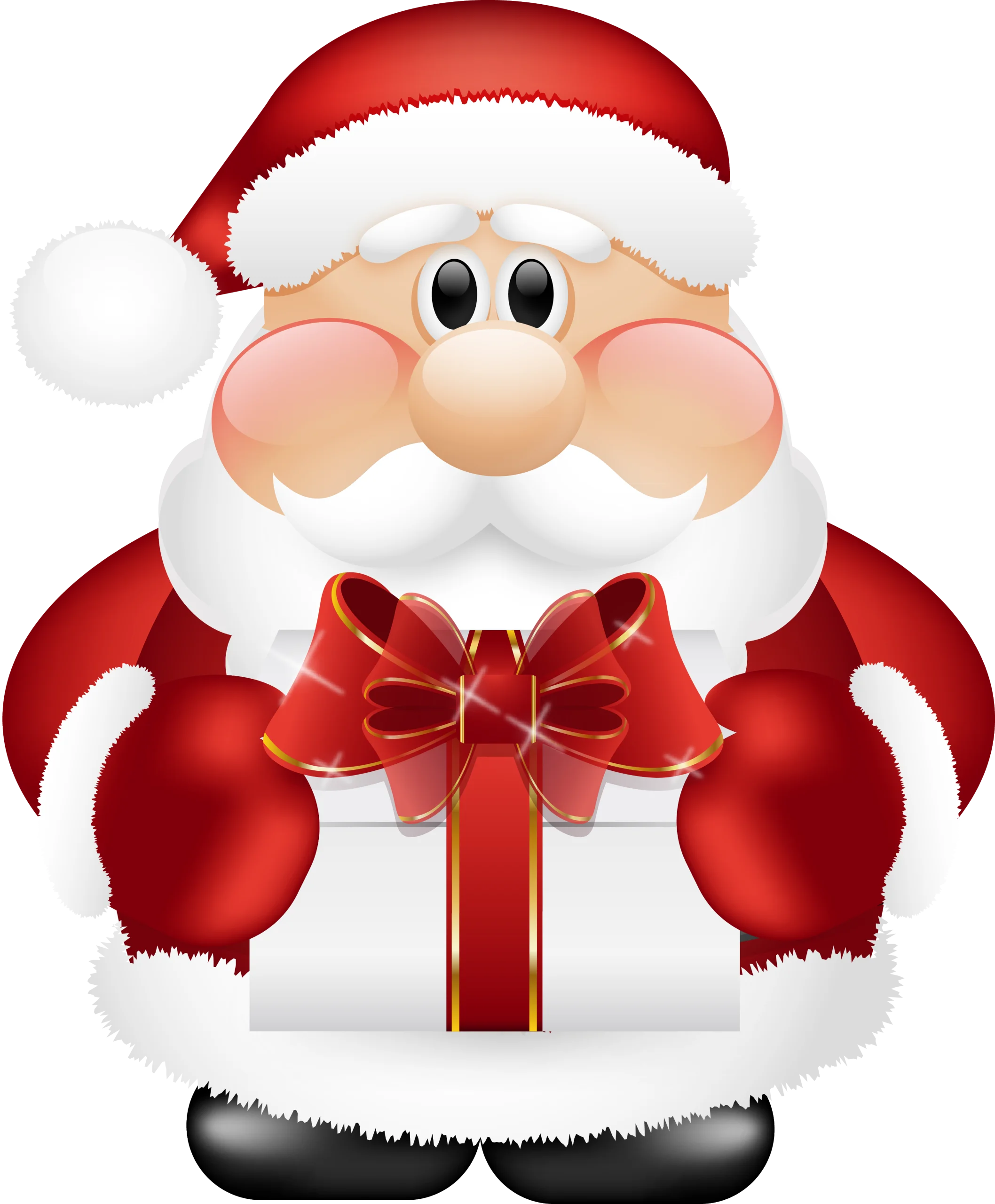 Adorable Festive Santa Claus Clipart with Heartwarming Christmas Gift Presentation