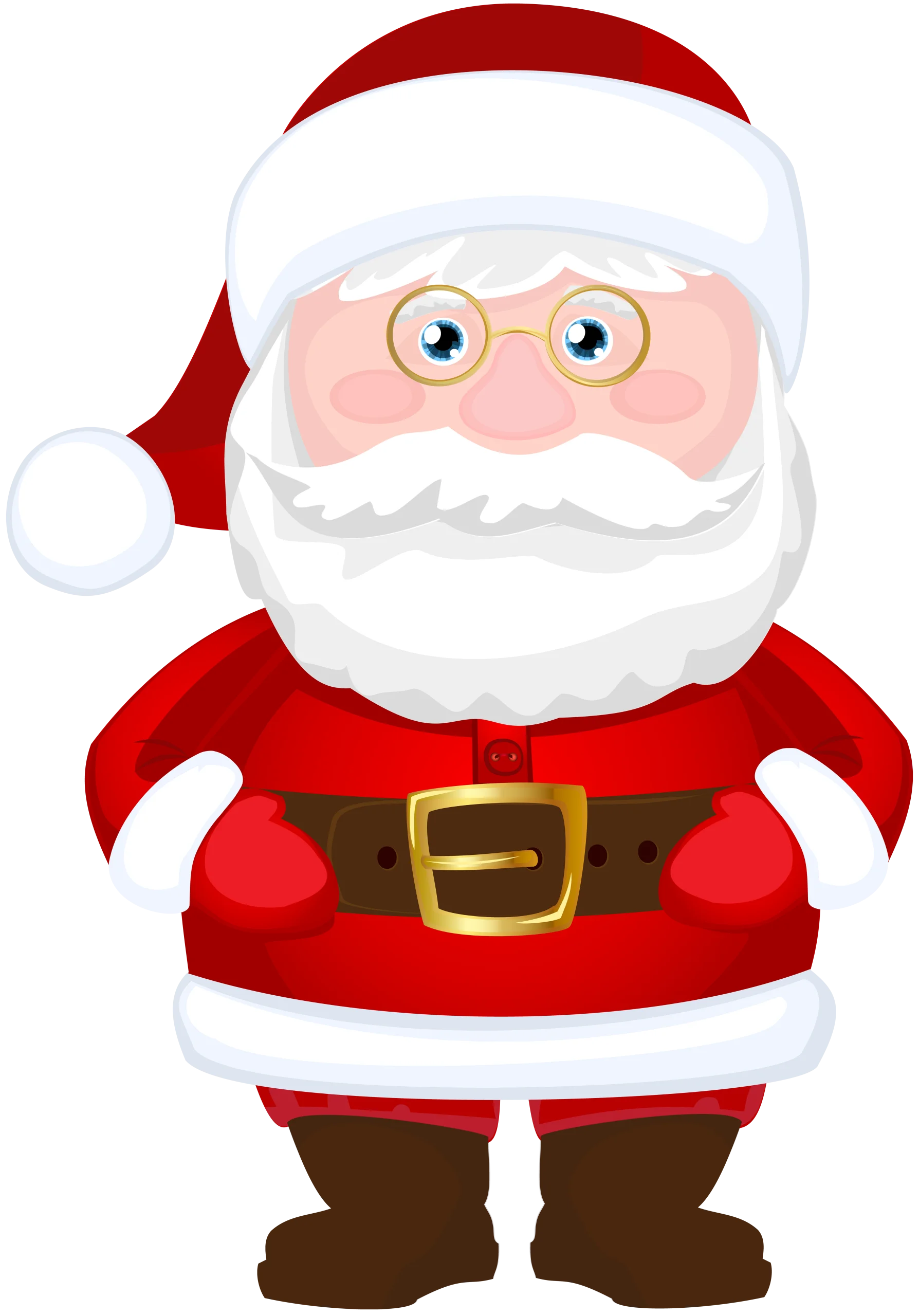 Cheerful Cartoon Santa Claus Clipart: Festive Holiday Character with Rosy Cheeks
