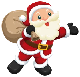 Cheerful Christmas Santa Claus Clipart with Festive Sack of Gifts
