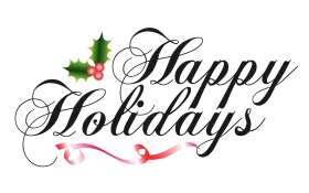 Elegant and Festive Happy Holidays Clipart with Holly and Calligraphy
