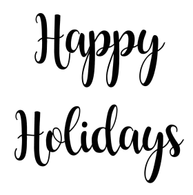 Elegant Black and White Happy Holidays Stylish Calligraphy Clipart Design