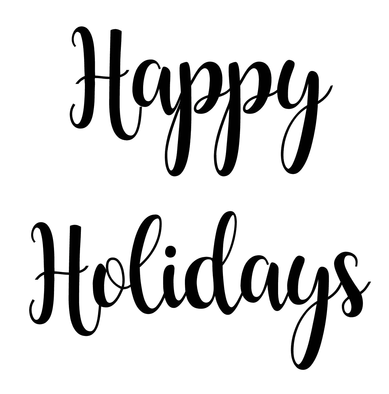 Elegant Black and White Happy Holidays Stylish Calligraphy Clipart Design