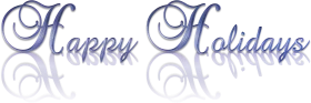 Elegant Blue Calligraphic Happy Holidays Seasonal Greeting Clipart Design