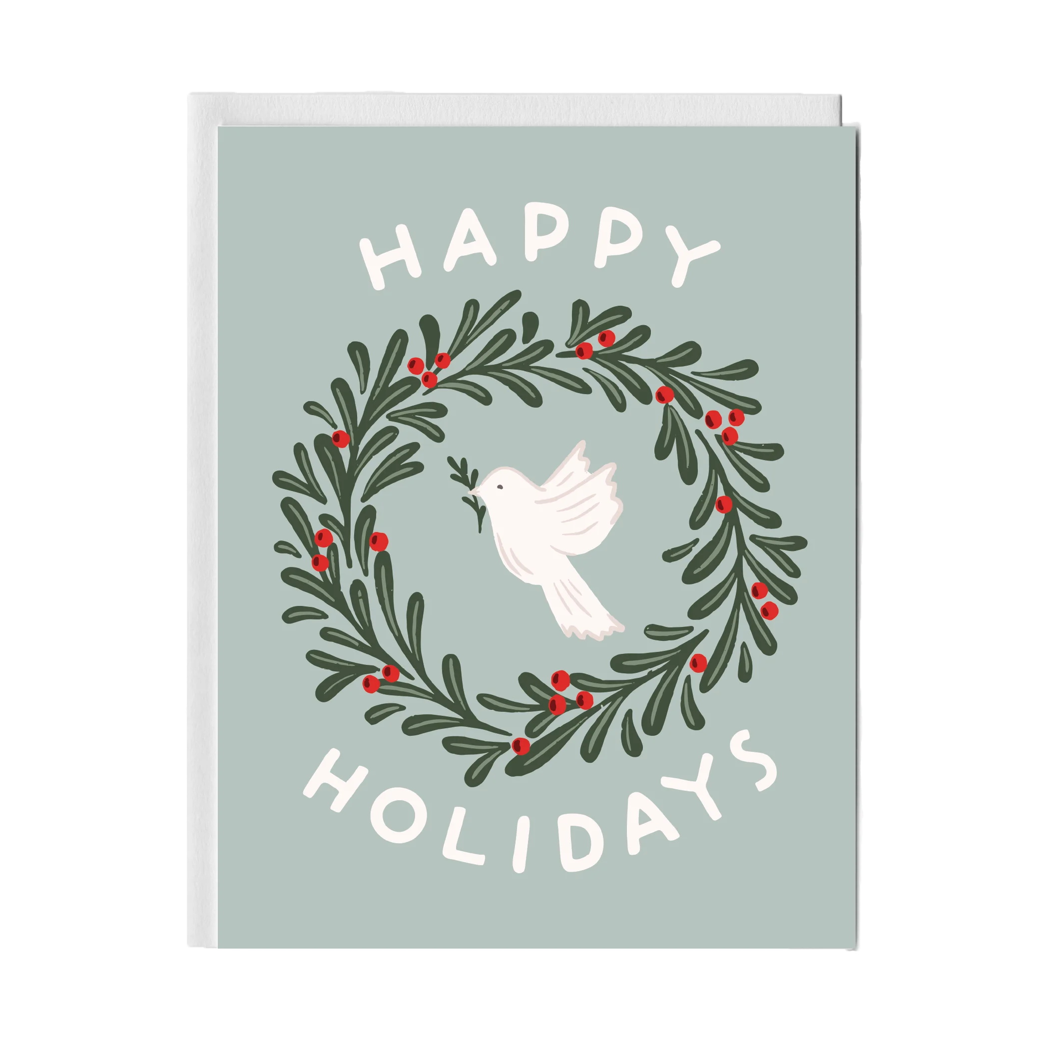 Elegant Festive Dove Wreath Happy Holidays Seasonal Clipart Design