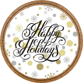 Elegant Festive Happy Holidays Clipart with Golden Snowflake Accents