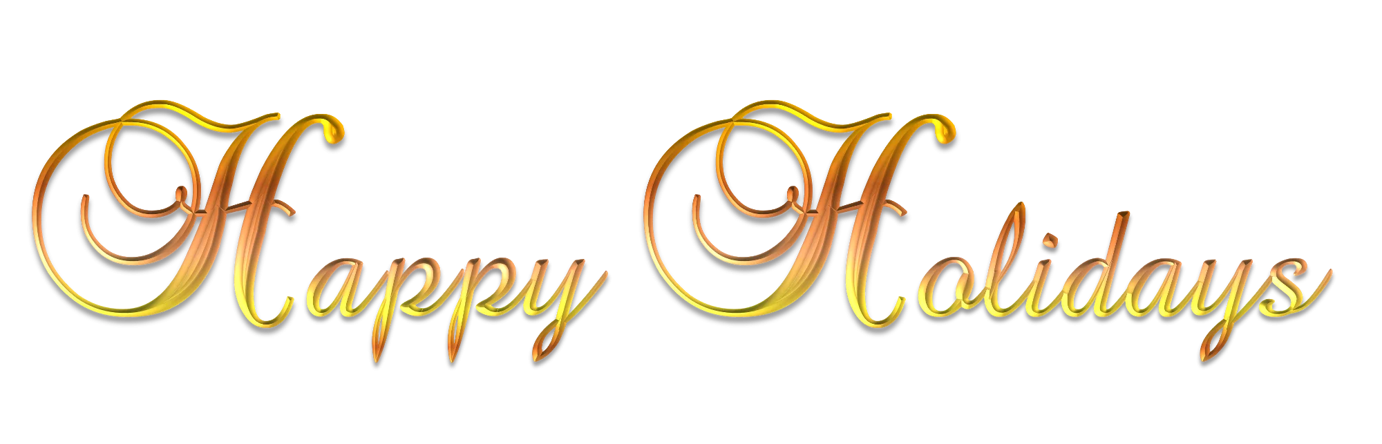 Elegant Golden Cursive Happy Holidays Seasonal Greeting Clipart Design