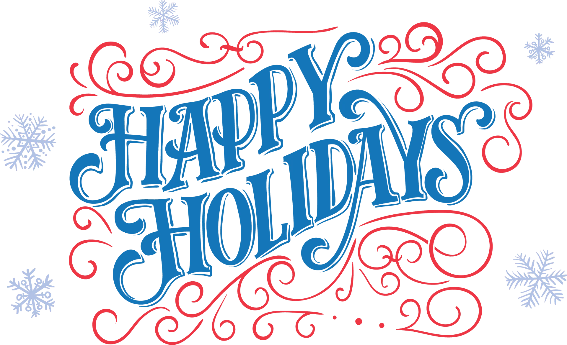 Elegant Happy Holidays Festive Seasonal Clipart Design with Decorative Swirls