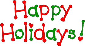 Festive and Cheerful Happy Holidays Clipart with Playful Heart Accents