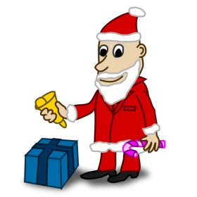 Festive Cartoon Santa Claus Clipart with Gift Boxes and Holiday Cheer