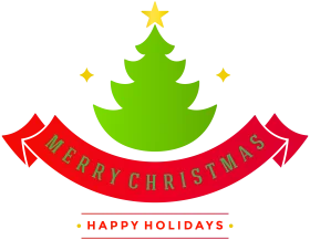 Festive Christmas Tree and Merry Christmas Banner Seasonal Clipart Design
