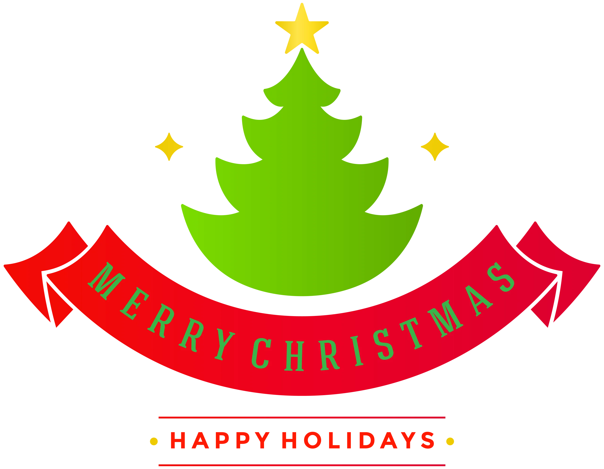 Festive Christmas Tree and Merry Christmas Banner Seasonal Clipart Design