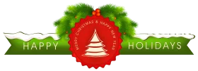 Festive Happy Holidays Christmas Clipart with Pine Branches and Decorative Seal