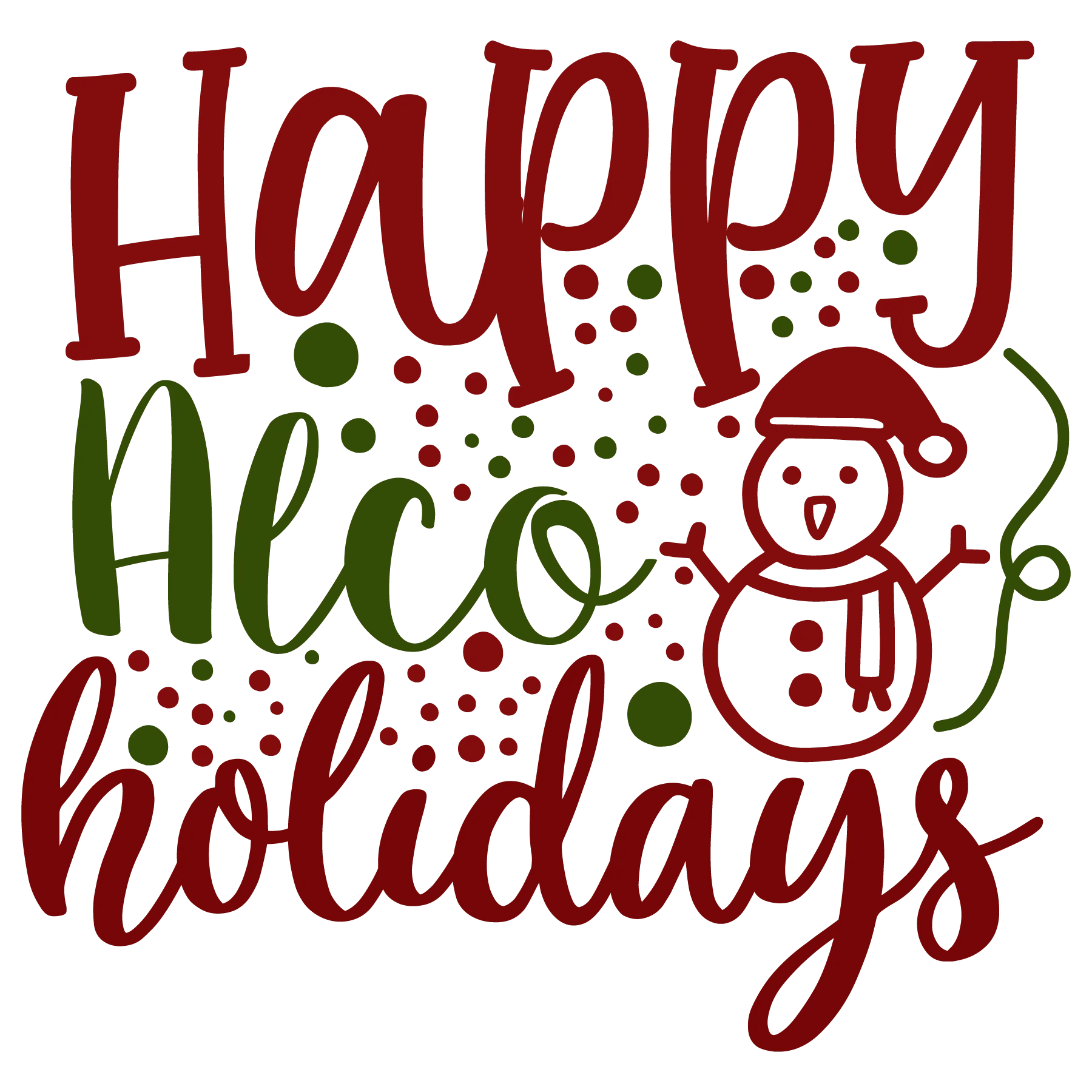 Festive Happy Holidays Clipart with Charming Snowman and Playful Dots