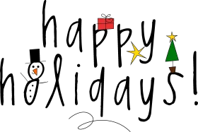 Festive Happy Holidays Clipart with Playful Seasonal Icons and Lettering