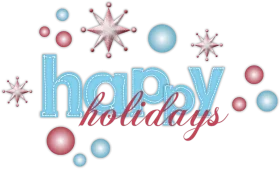 Festive Happy Holidays Clipart with Snowflakes and Decorative Spheres