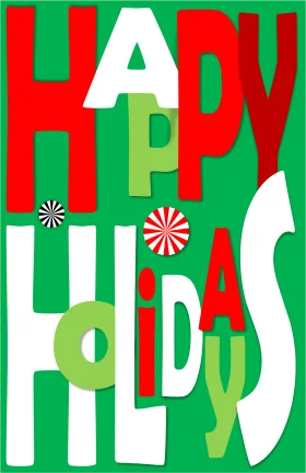 Festive Happy Holidays Colorful Typography Clipart Design with Geometric Shapes