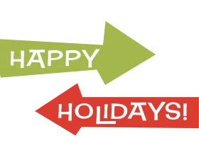 Festive Holiday Greeting Clipart with Directional Green and Red Arrows