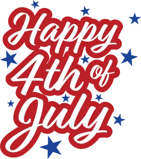 Festive Red and Blue 4th of July Independence Day Celebration Clipart Design