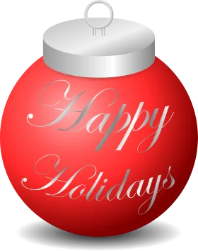 Festive Red and Silver Christmas Ornament Clipart with Elegant Holiday Greeting