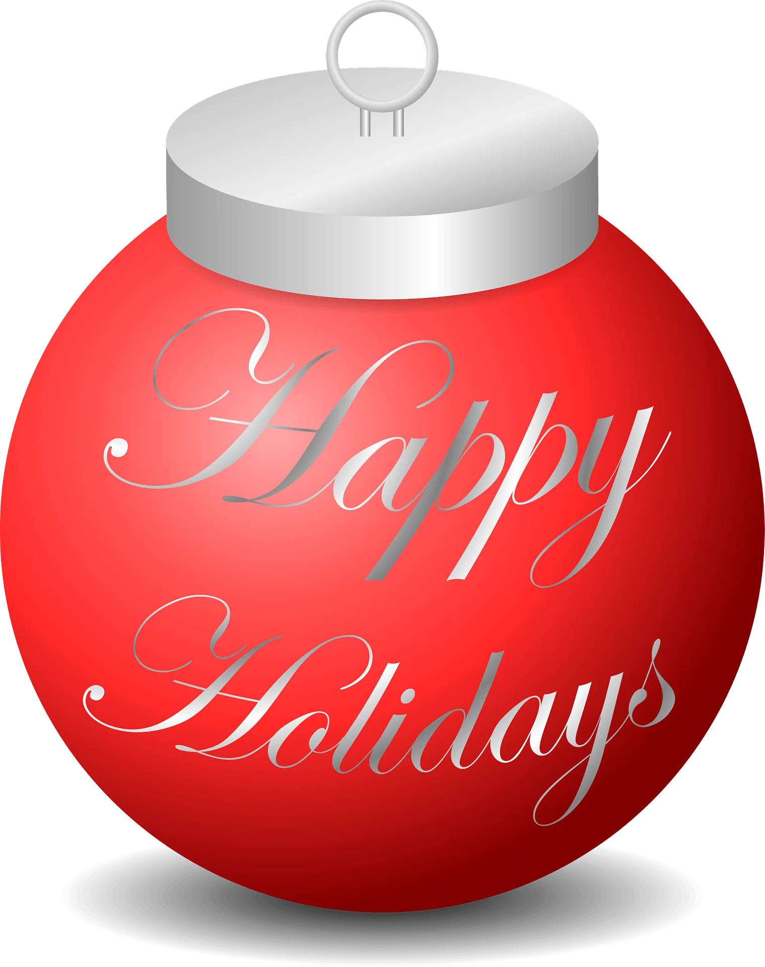 Festive Red and Silver Christmas Ornament Clipart with Elegant Holiday Greeting