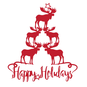 Festive Red Moose Stack Holiday Clipart - Cheerful Seasonal Woodland Graphic Design