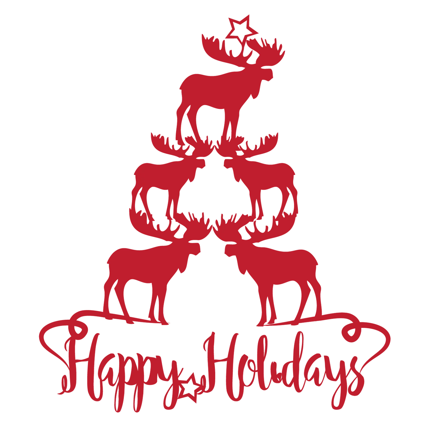 Festive Red Moose Stack Holiday Clipart - Cheerful Seasonal Woodland Graphic Design
