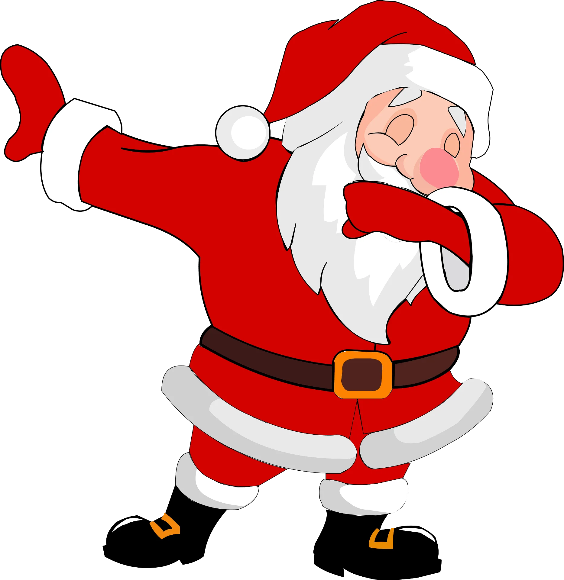 Festive Santa Claus Clipart Dancing with Joyful Christmas Spirit and Energetic Pose