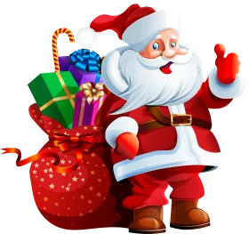 Festive Santa Claus Clipart: Jolly Holiday Icon with Gifts and Magical Red Sack