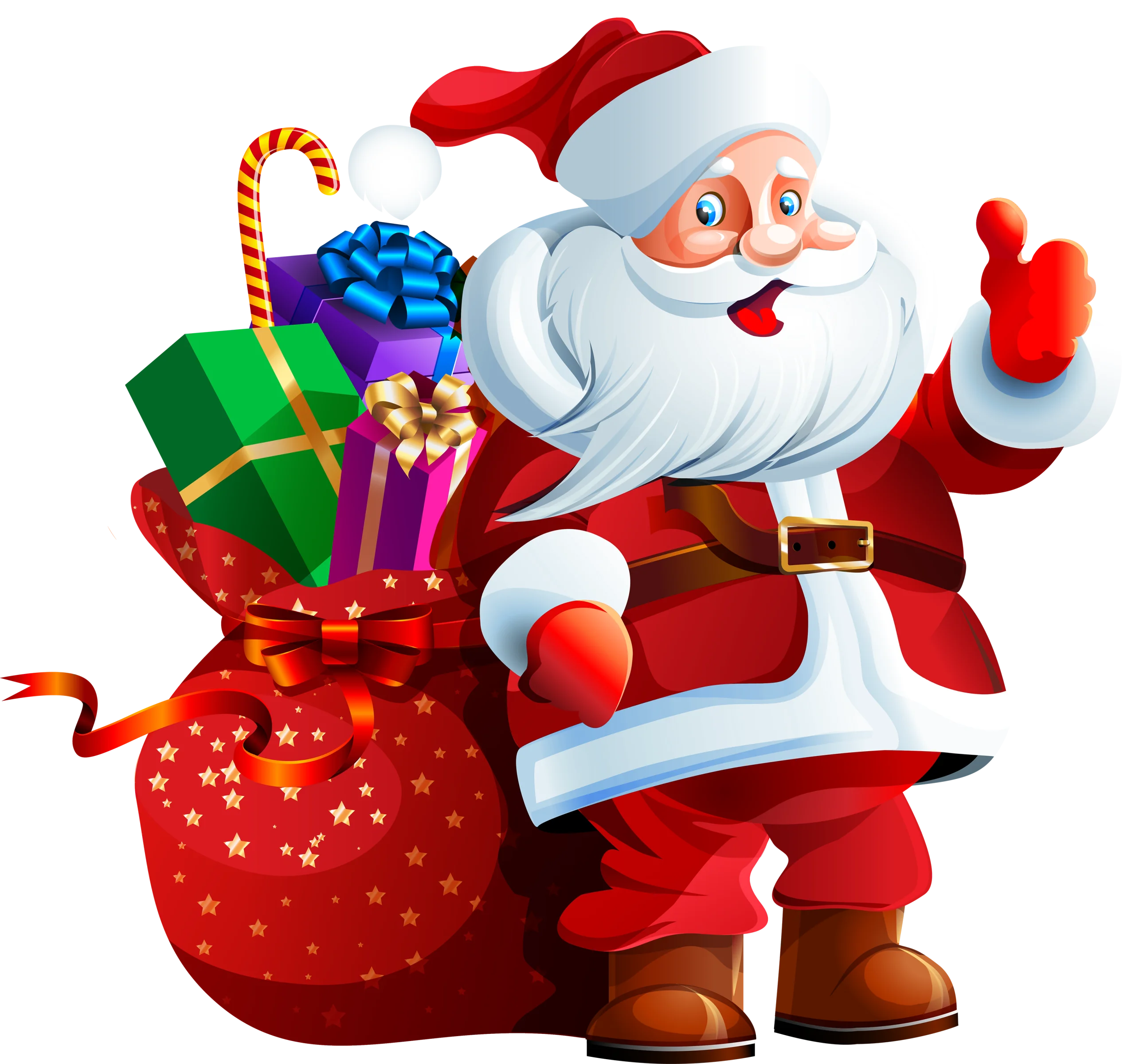 Festive Santa Claus Clipart: Jolly Holiday Icon with Gifts and Magical Red Sack