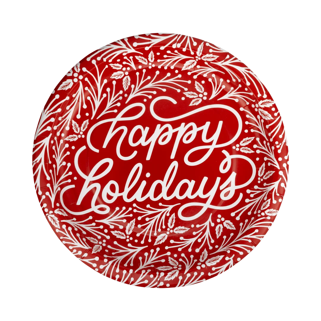 Festive Seasonal Greetings Elegant Red and White Happy Holidays Clipart Design