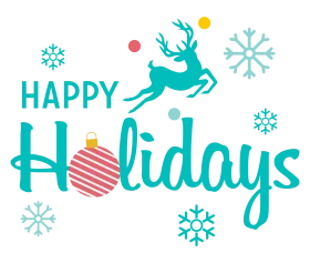 Festive Winter Wonderland Happy Holidays Seasonal Clipart Design with Reindeer