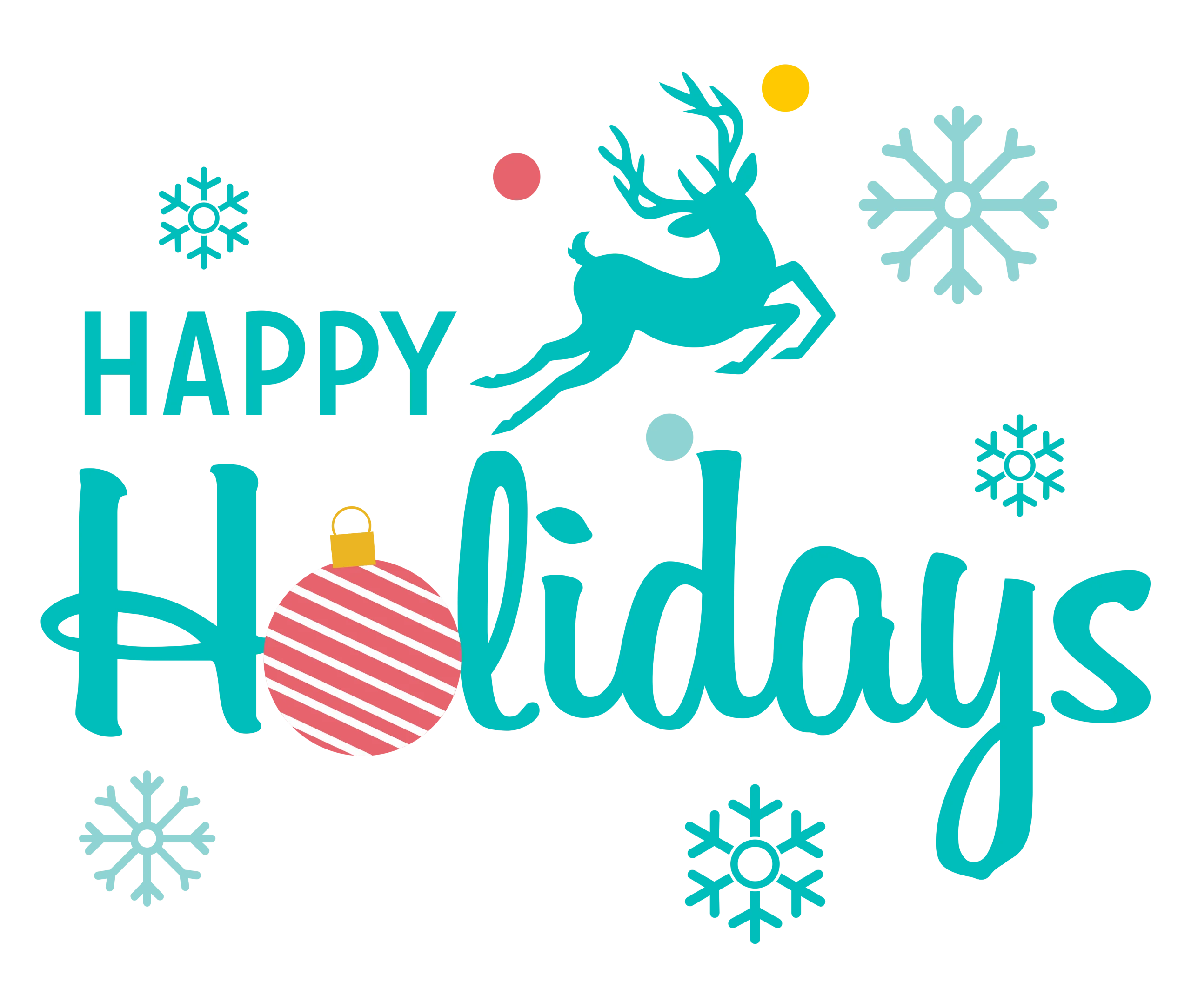 Festive Winter Wonderland Happy Holidays Seasonal Clipart Design with Reindeer