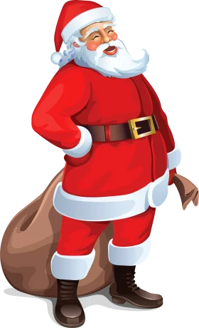 Jolly Christmas Santa Claus Clipart with Festive Red Suit and Hearty Smile