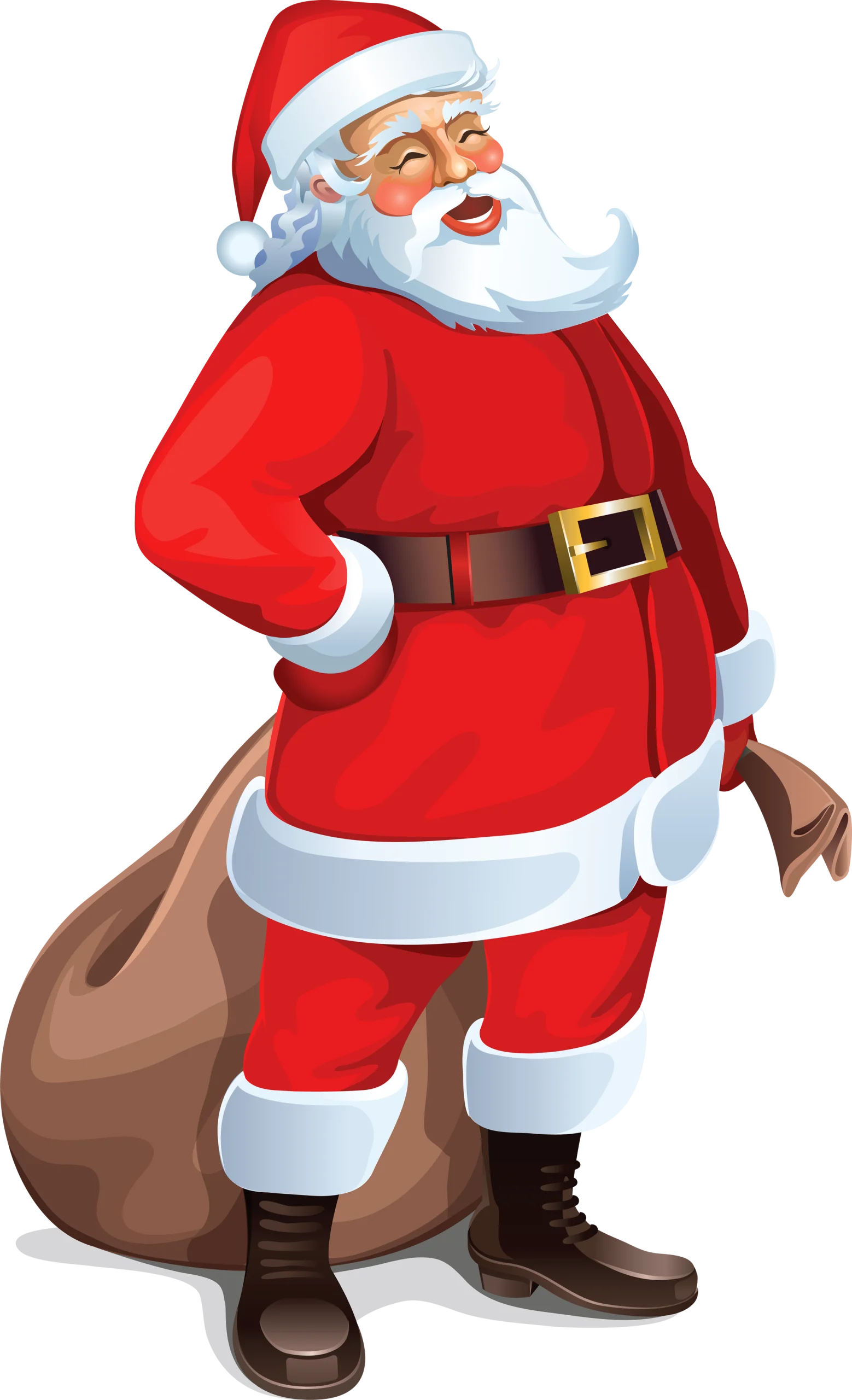 Jolly Christmas Santa Claus Clipart with Festive Red Suit and Hearty Smile