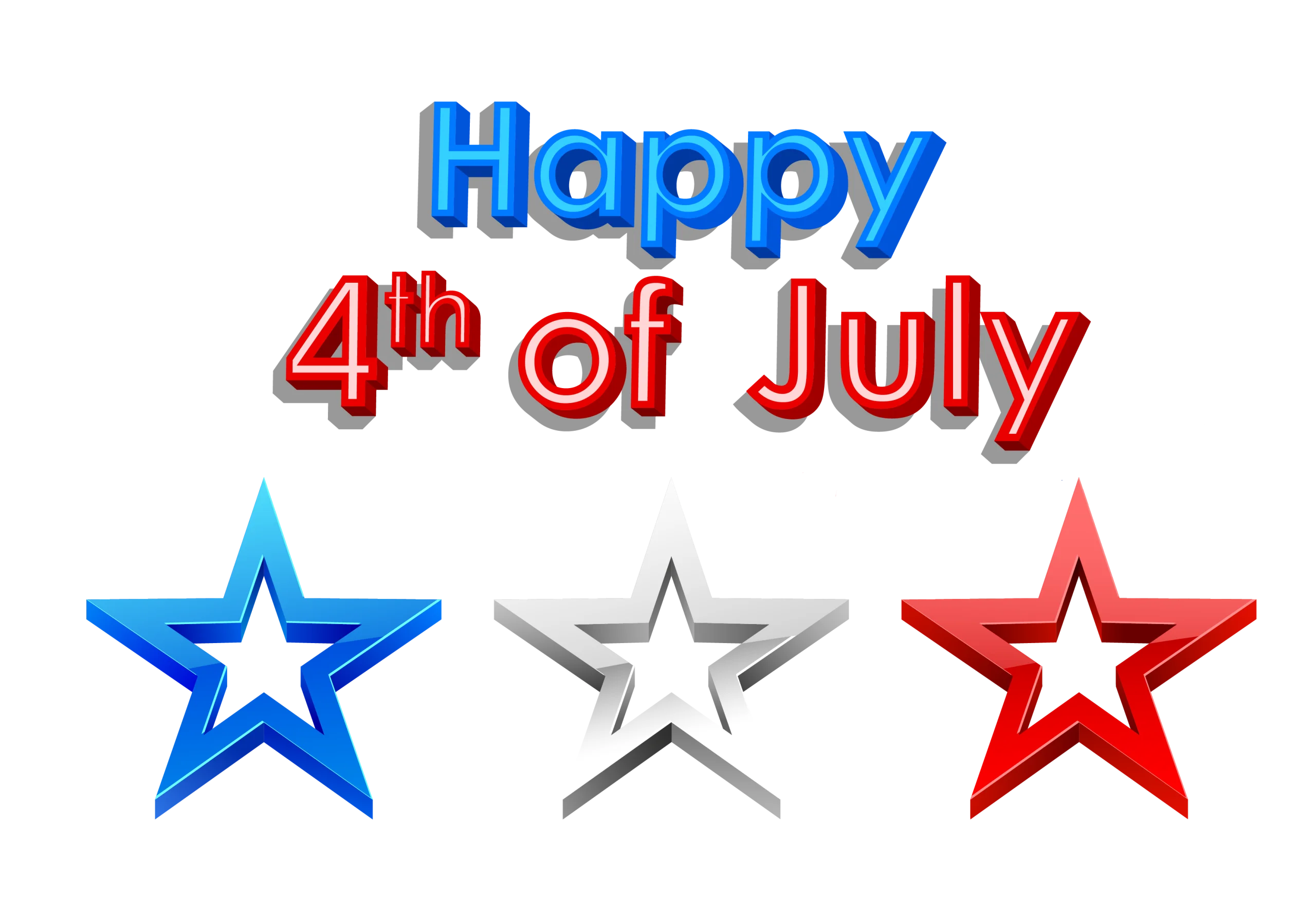 Patriotic 4th of July Celebration Clipart with Red, White, and Blue Stars