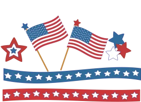 Patriotic American Flag and Stars 4th of July Independence Day Celebration Clipart Design