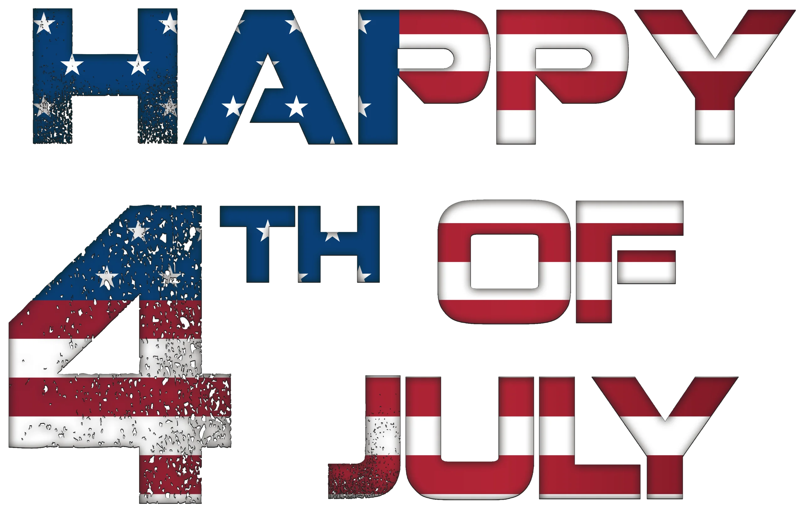 Patriotic American Flag Typography Clipart for Independence Day Celebration