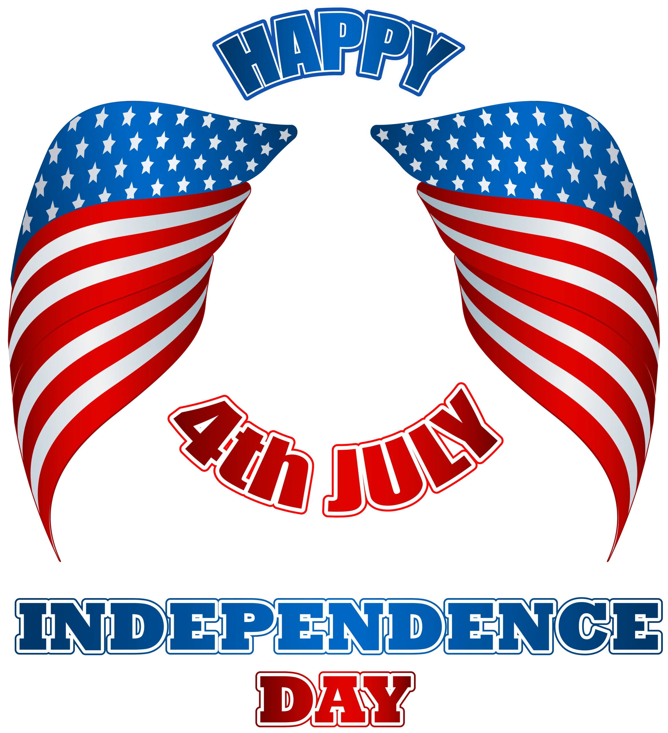 Patriotic Eagle-Shaped American Flag Wings Celebrating 4th of July Independence Day Clipart