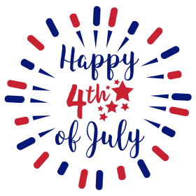 Patriotic Fourth of July Celebration Burst Clipart Design with Stars and Fireworks