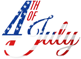 Patriotic Fourth of July Celebration Typography Clipart Design with Stars and Stripes